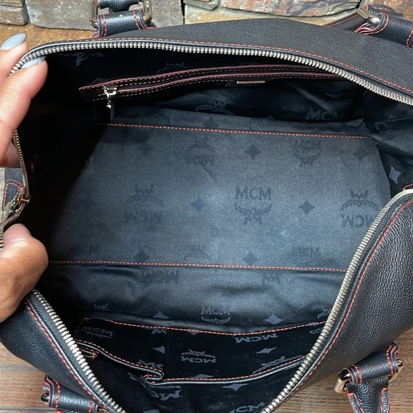 MCM Boston Bag In Black & Red Leather With Silver Hardware 🔥 - Picture 13 of 17